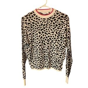 THML Leopard Print Crew Neck Sweater - Black and Tan
